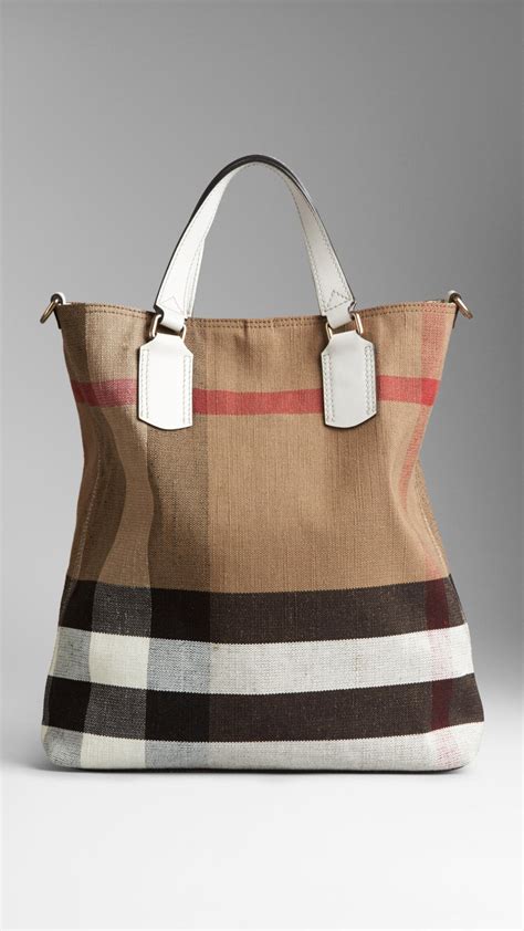 burberry banner tote sale|Burberry medium canvas check tote.